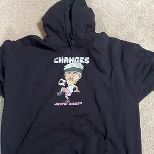 Justin Bieber Black Hoodie with Graphic Design